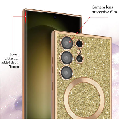 Husa MagSafe pentru Samsung Galaxy A15 5G A156 / A15 A155, Techsuit, Luxury Glitter, Mov Inchis