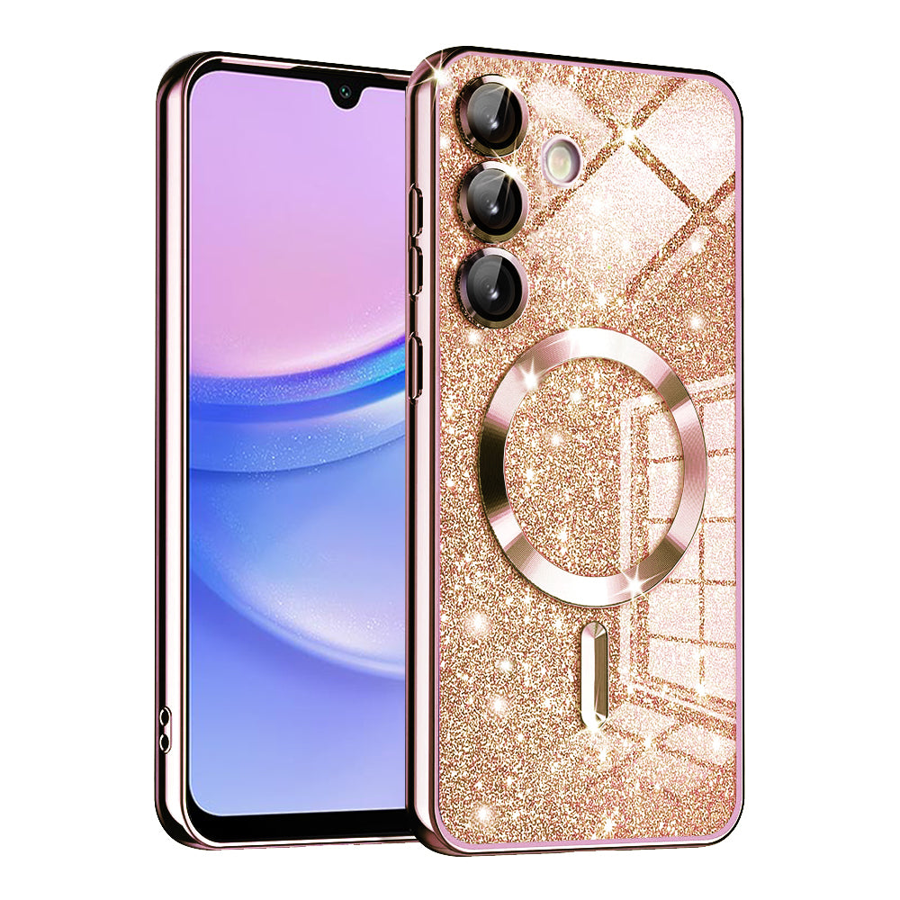 Husa MagSafe pentru Samsung Galaxy A15 5G A156 / A15 A155, Techsuit, Luxury Glitter, Roz Aurie
