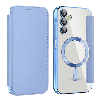 Husa MagSafe pentru Samsung Galaxy A15 5G A156 / A15 A155, Techsuit, SmartMag Book, Bleu