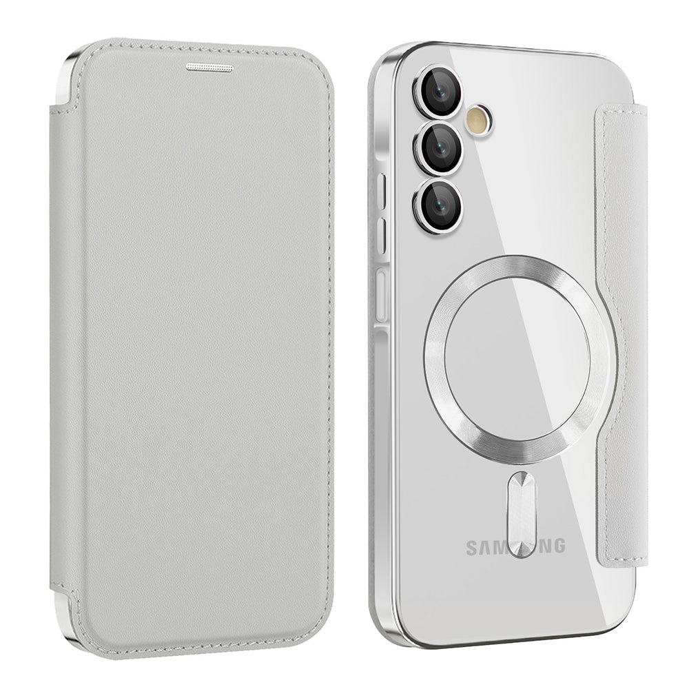 Husa MagSafe pentru Samsung Galaxy A15 5G A156 / A15 A155, Techsuit, SmartMag Book, Gri