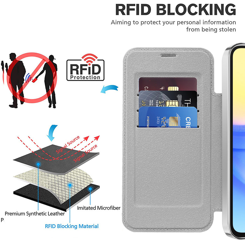Husa MagSafe pentru Samsung Galaxy A15 5G A156 / A15 A155, Techsuit, SmartMag Book, Gri