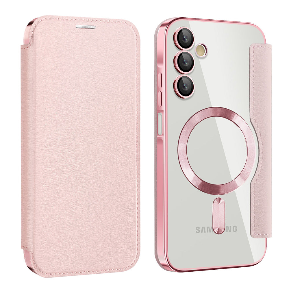 Husa MagSafe pentru Samsung Galaxy A15 5G A156 / A15 A155, Techsuit, SmartMag Book, Roz