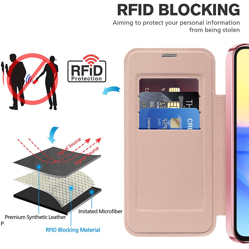 Husa MagSafe pentru Samsung Galaxy A15 5G A156 / A15 A155, Techsuit, SmartMag Book, Roz