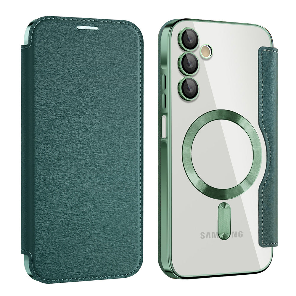 Husa MagSafe pentru Samsung Galaxy A15 5G A156 / A15 A155, Techsuit, SmartMag Book, Verde