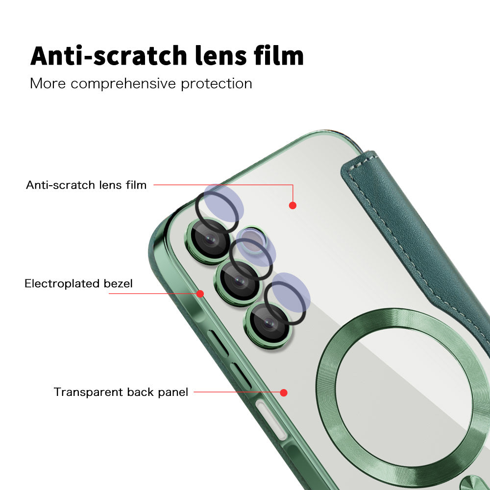 Husa MagSafe pentru Samsung Galaxy A15 5G A156 / A15 A155, Techsuit, SmartMag Book, Verde