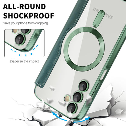 Husa MagSafe pentru Samsung Galaxy A15 5G A156 / A15 A155, Techsuit, SmartMag Book, Verde