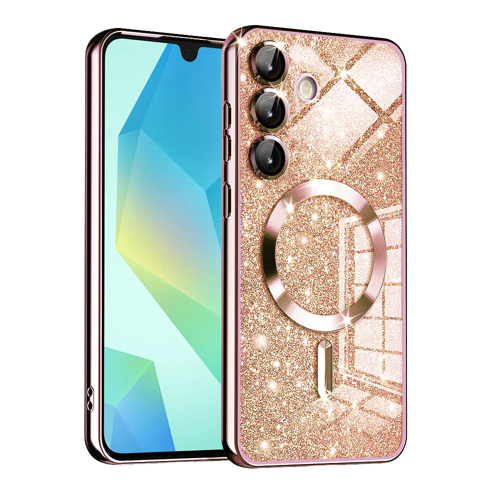 Husa MagSafe pentru Samsung Galaxy A16 5G A166 / A16 4G A165, Techsuit, Luxury Glitter, Roz Aurie
