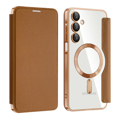 Husa MagSafe pentru Samsung Galaxy A16 5G A166 / A16 4G A165, Techsuit, SmartMag Book, Maro
