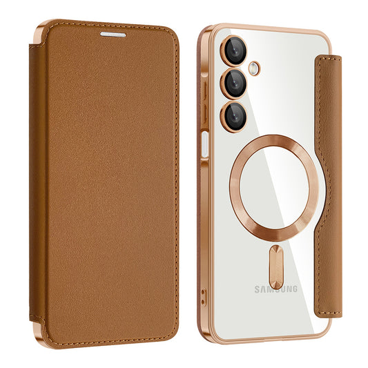 Husa MagSafe pentru Samsung Galaxy A16 5G A166 / A16 4G A165, Techsuit, SmartMag Book, Maro