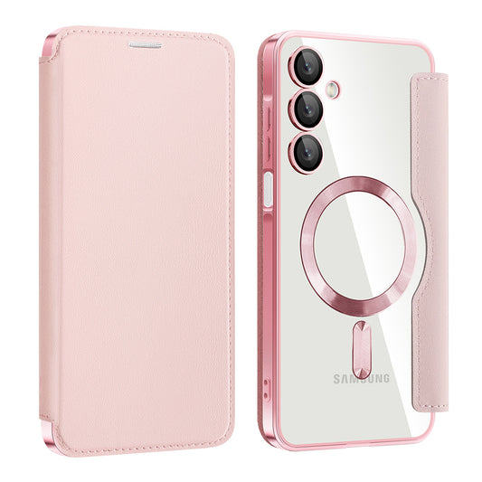 Husa MagSafe pentru Samsung Galaxy A16 5G A166 / A16 4G A165, Techsuit, SmartMag Book, Roz