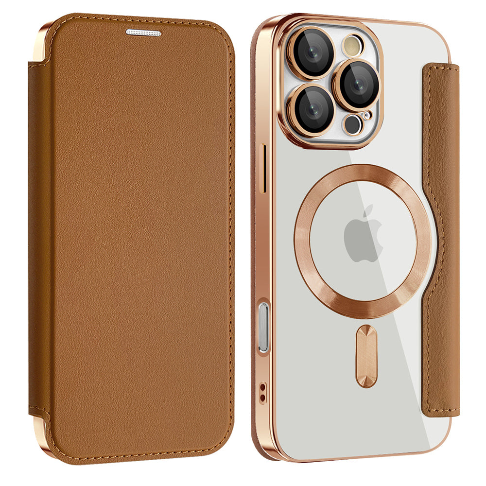 Husa MagSafe pentru Samsung Galaxy A17 5G, Techsuit, SmartMag Book, Maro