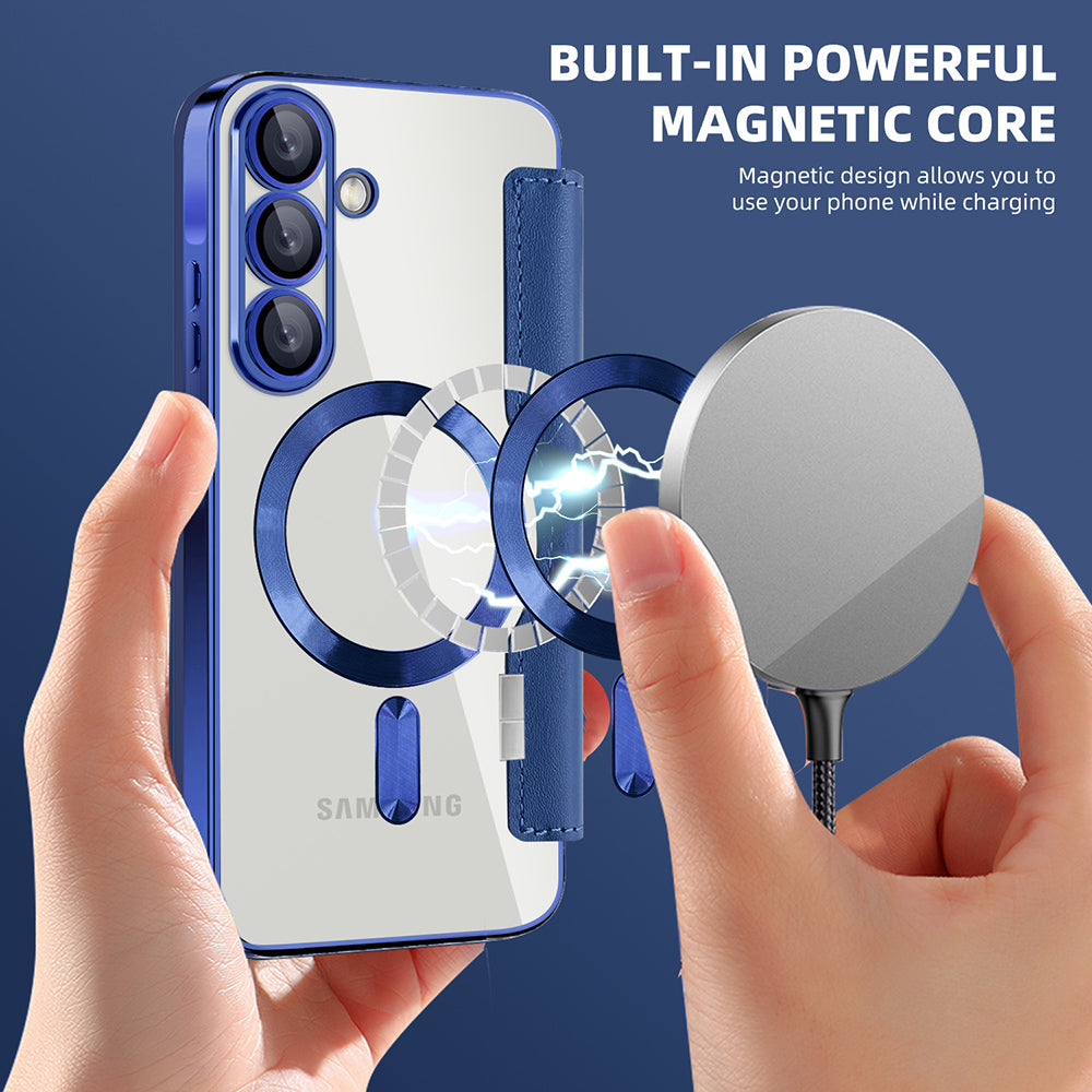 Husa MagSafe pentru Samsung Galaxy A26 A266, Techsuit, SmartMag Book, Albastra