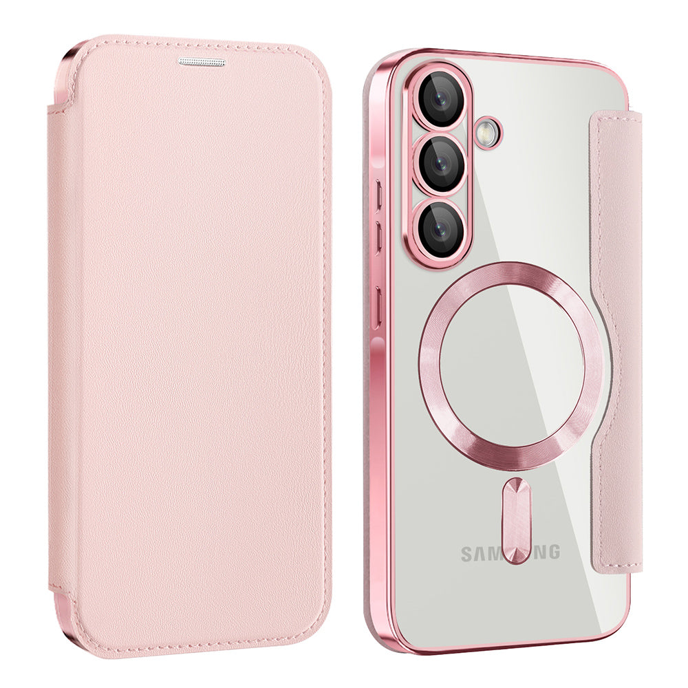 Husa MagSafe pentru Samsung Galaxy A26 A266, Techsuit, SmartMag Book, Roz