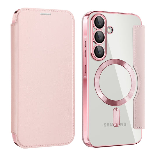 Husa MagSafe pentru Samsung Galaxy A26 A266, Techsuit, SmartMag Book, Roz