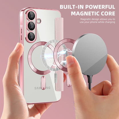 Husa MagSafe pentru Samsung Galaxy A26 A266, Techsuit, SmartMag Book, Roz