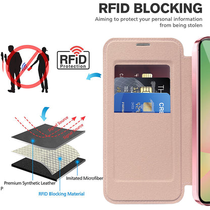 Husa MagSafe pentru Samsung Galaxy A26 A266, Techsuit, SmartMag Book, Roz