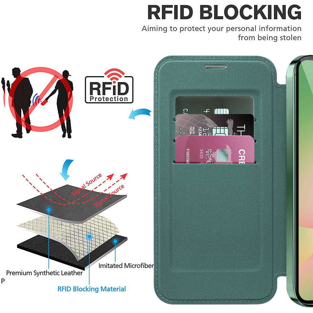 Husa MagSafe pentru Samsung Galaxy A26 A266, Techsuit, SmartMag Book, Verde
