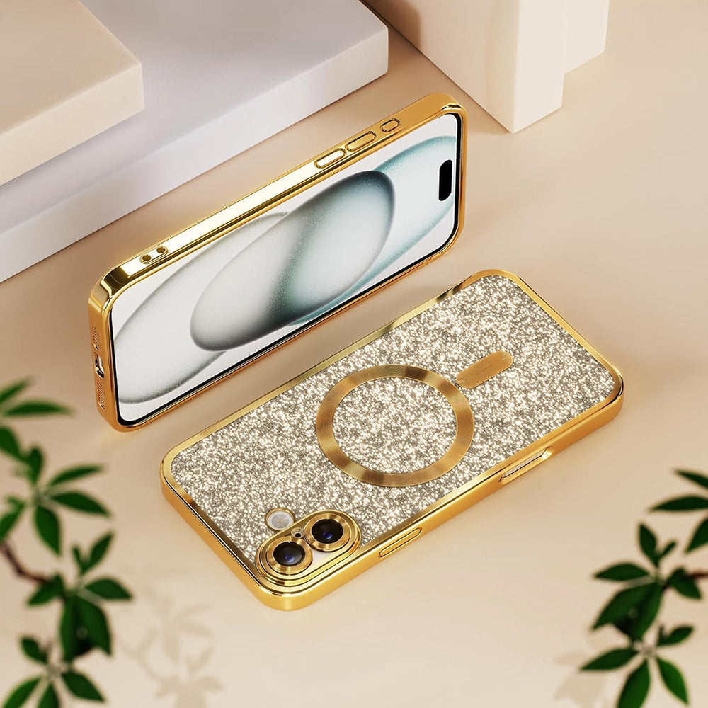 Husa MagSafe pentru Samsung Galaxy A27 5G, Techsuit, Luxury Glitter, Aurie