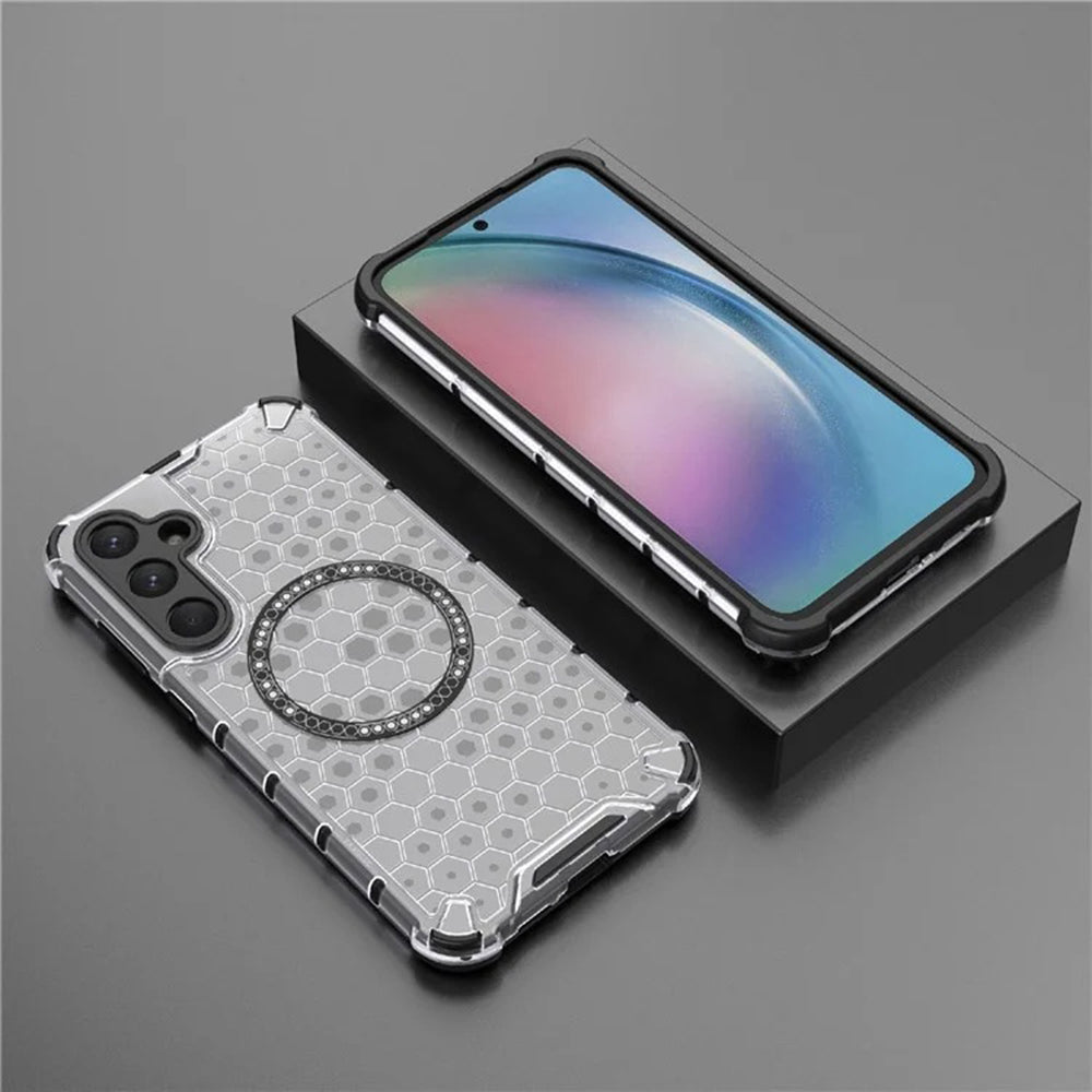 Husa MagSafe pentru Samsung Galaxy A35 5G A356, Techsuit, HoneyComb Shield, Alba