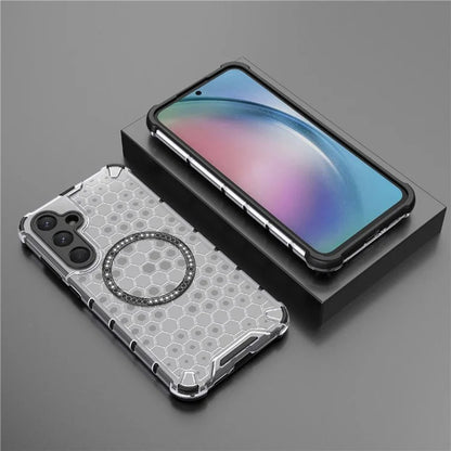 Husa MagSafe pentru Samsung Galaxy A35 5G A356, Techsuit, HoneyComb Shield, Alba