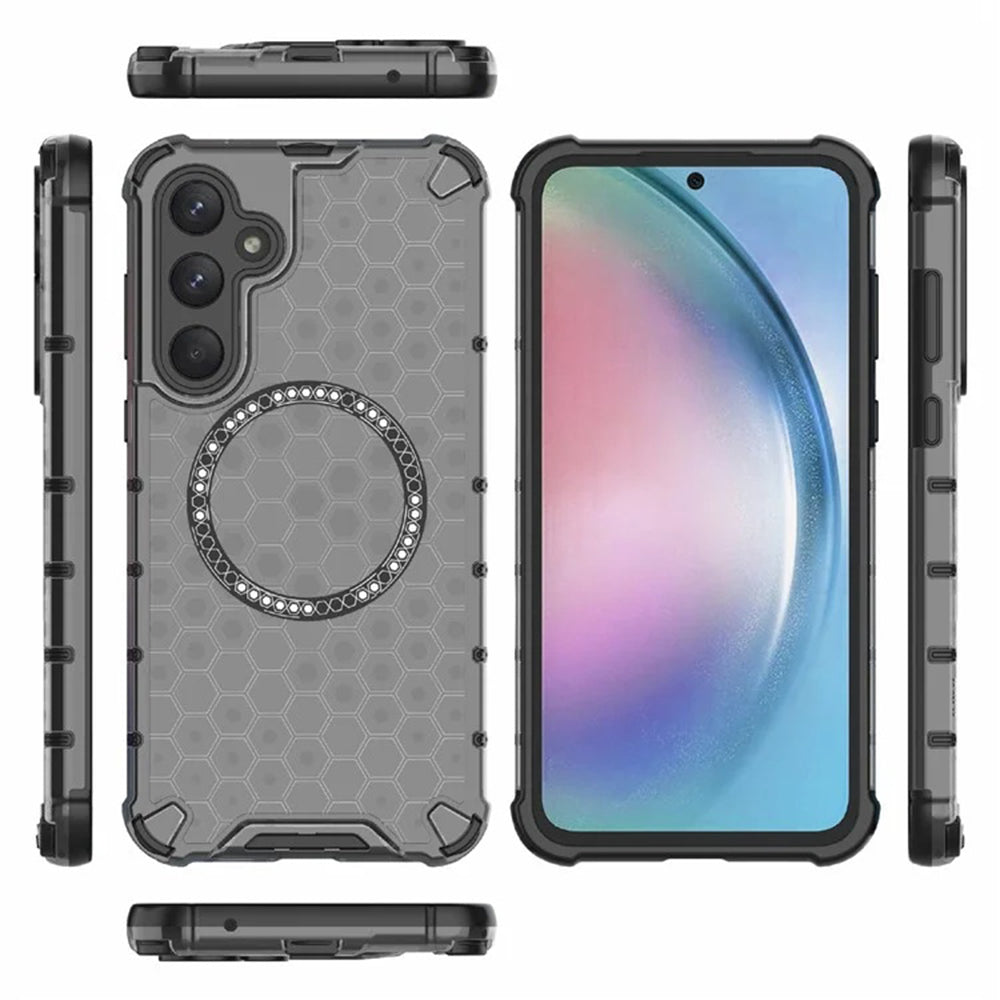 Husa MagSafe pentru Samsung Galaxy A35 5G A356, Techsuit, HoneyComb Shield, Neagra