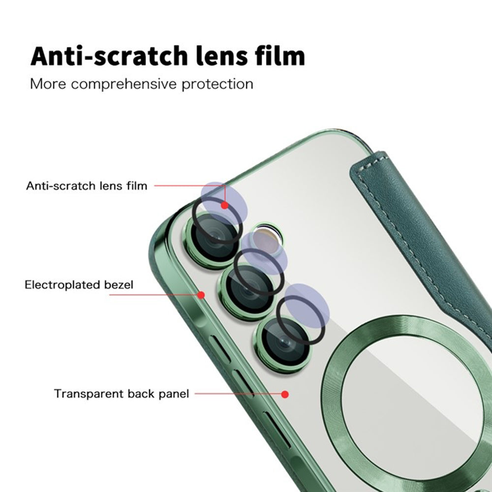 Husa MagSafe pentru Samsung Galaxy A35 5G A356, Techsuit, SmartMag Book, Verde