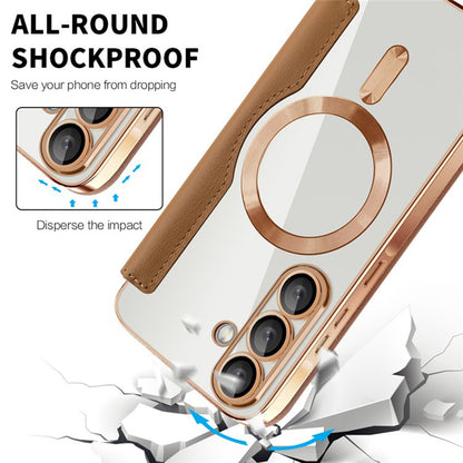 Husa MagSafe pentru Samsung Galaxy A36 A366, Techsuit, SmartMag Book, Maro