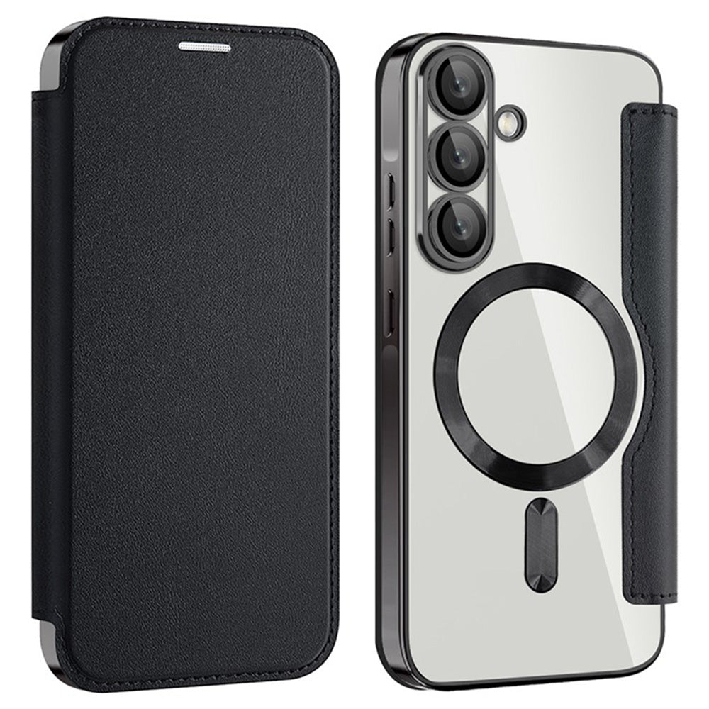 Husa MagSafe pentru Samsung Galaxy A36 A366, Techsuit, SmartMag Book, Neagra
