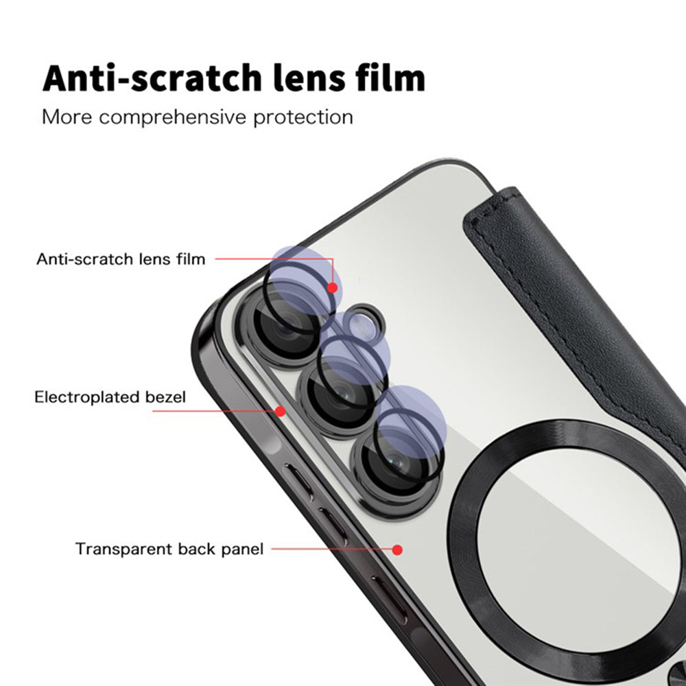 Husa MagSafe pentru Samsung Galaxy A36 A366, Techsuit, SmartMag Book, Neagra