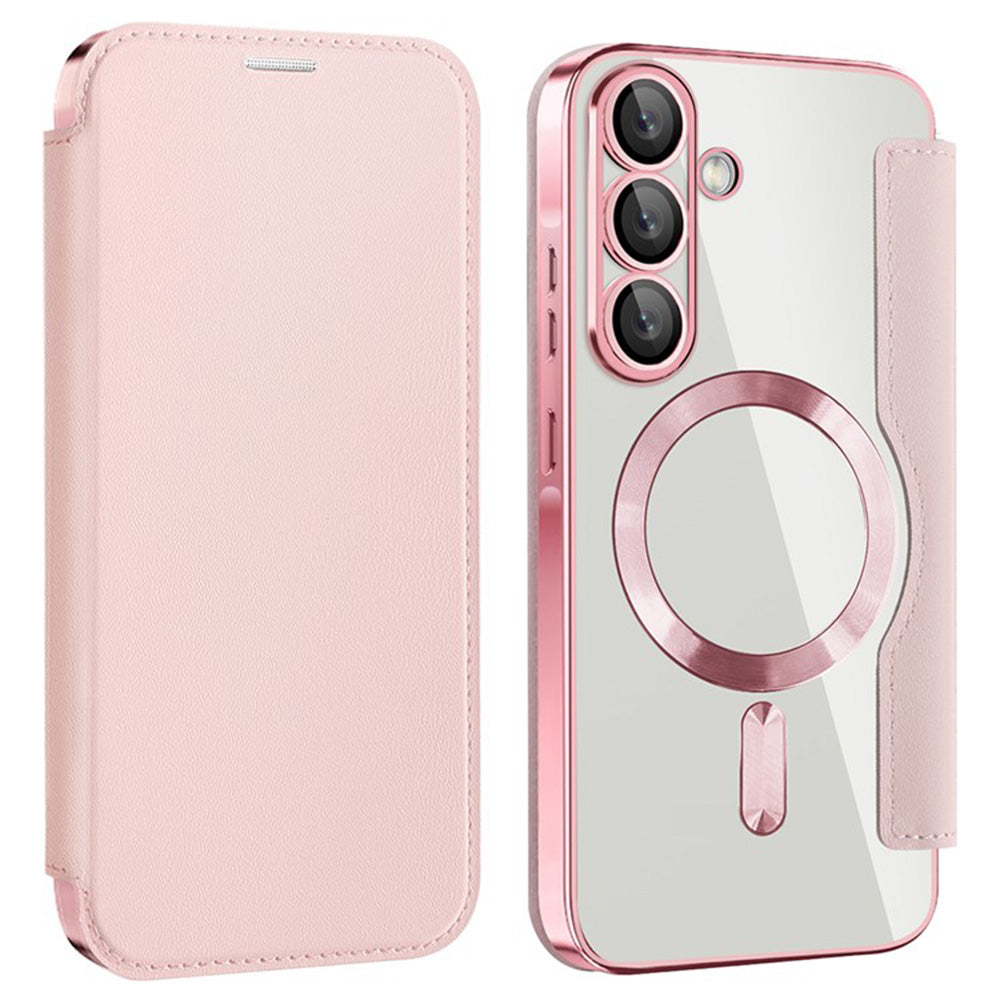 Husa MagSafe pentru Samsung Galaxy A36 A366, Techsuit, SmartMag Book, Roz