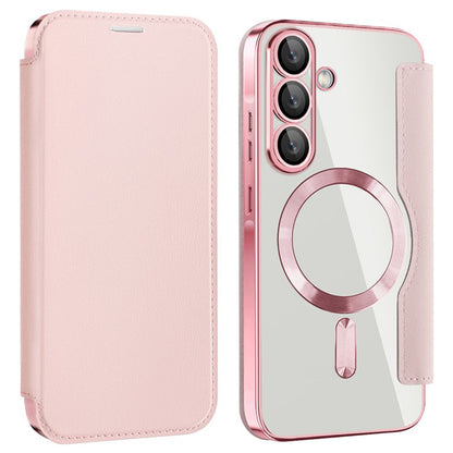 Husa MagSafe pentru Samsung Galaxy A36 A366, Techsuit, SmartMag Book, Roz