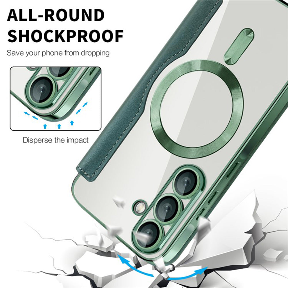 Husa MagSafe pentru Samsung Galaxy A36 A366, Techsuit, SmartMag Book, Verde