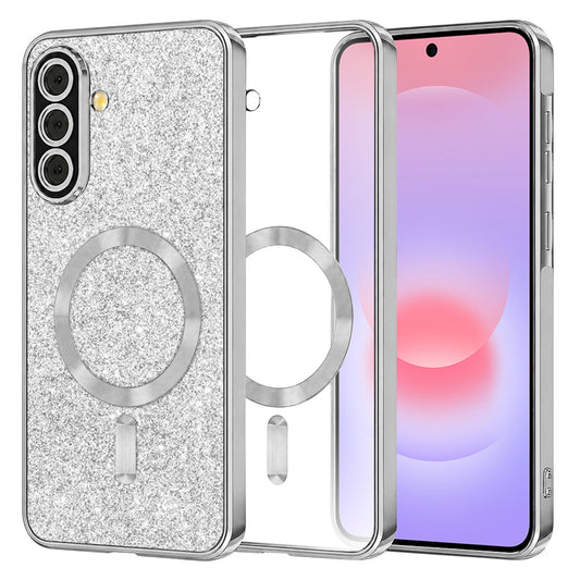 Husa MagSafe pentru Samsung Galaxy A37 5G, Techsuit, Luxury Glitter, Argintie
