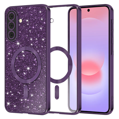 Husa MagSafe pentru Samsung Galaxy A37 5G, Techsuit, Luxury Glitter, Mov Inchis