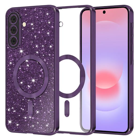 Husa MagSafe pentru Samsung Galaxy A37 5G, Techsuit, Luxury Glitter, Mov Inchis