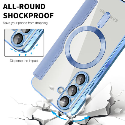 Husa MagSafe pentru Samsung Galaxy A37 5G, Techsuit, SmartMag Book, Bleu