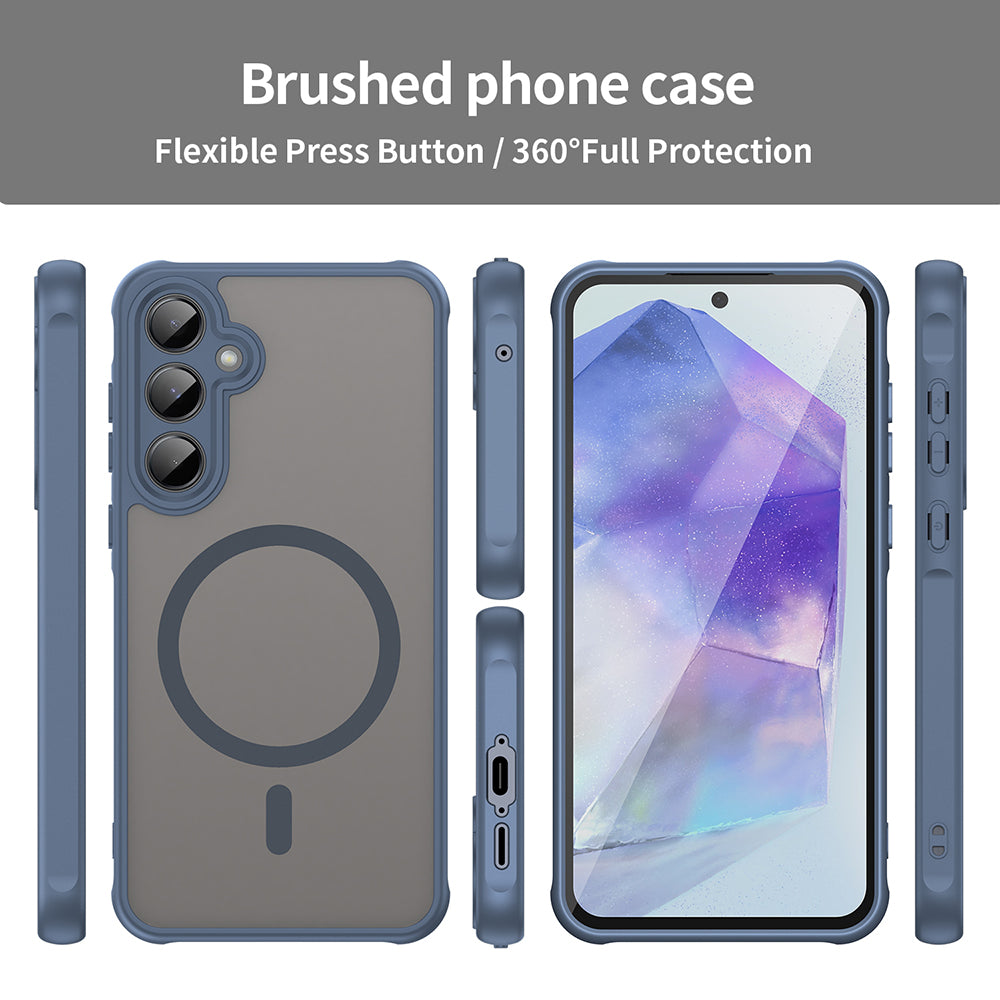 Husa MagSafe pentru Samsung Galaxy A55 5G A556, Techsuit, HaloFrost II, Bleumarin