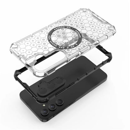 Husa MagSafe pentru Samsung Galaxy A55 5G A556, Techsuit, HoneyComb Shield, Alba