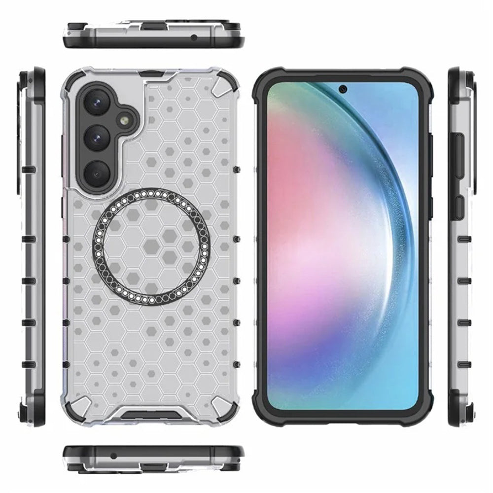 Husa MagSafe pentru Samsung Galaxy A55 5G A556, Techsuit, HoneyComb Shield, Alba