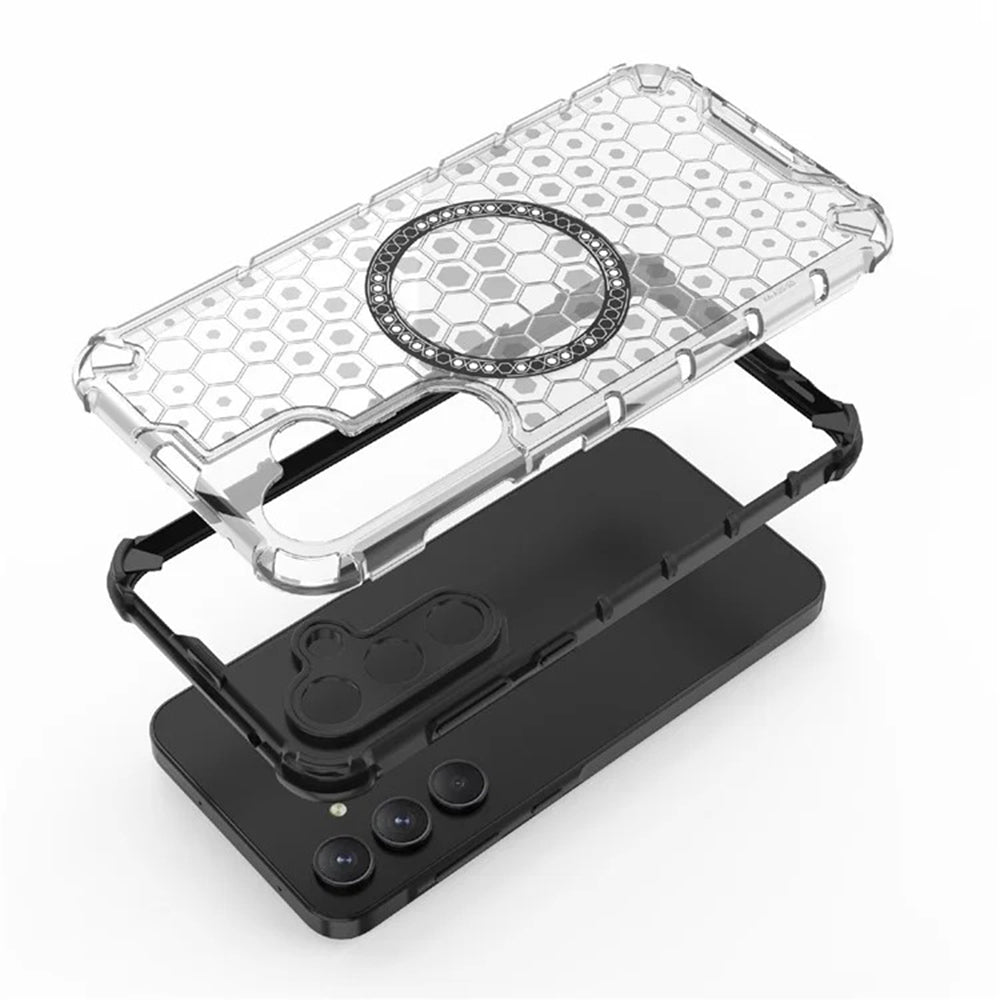 Husa MagSafe pentru Samsung Galaxy A55 5G A556, Techsuit, HoneyComb Shield, Neagra