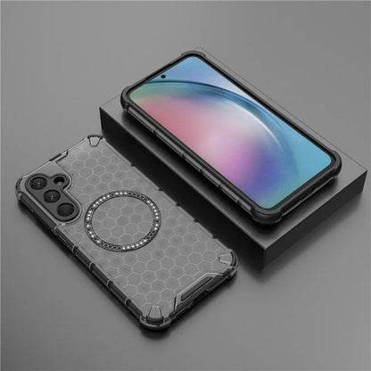 Husa MagSafe pentru Samsung Galaxy A55 5G A556, Techsuit, HoneyComb Shield, Neagra