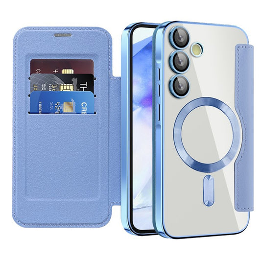 Husa MagSafe pentru Samsung Galaxy A55 5G A556, Techsuit, SmartMag Book, Bleu
