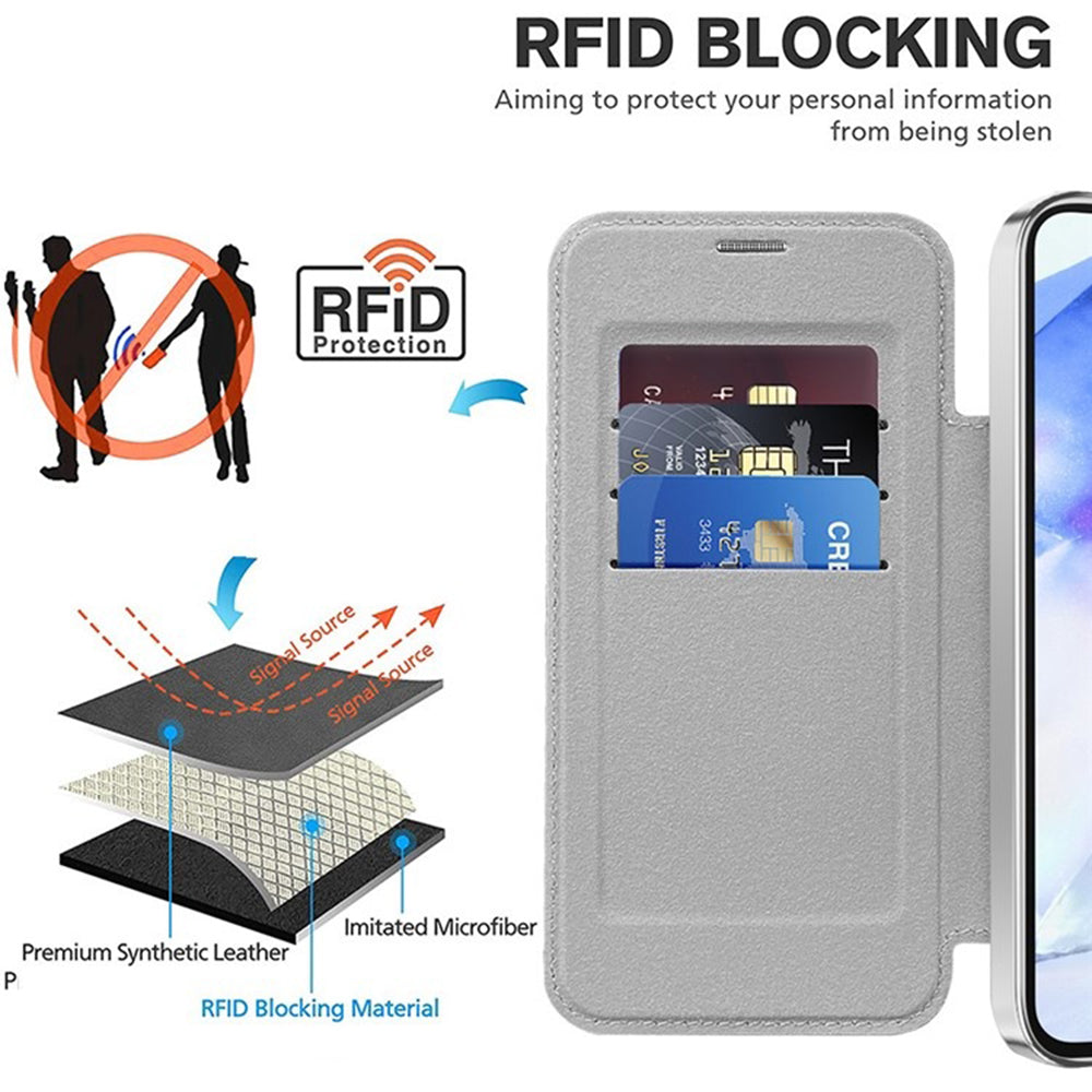 Husa MagSafe pentru Samsung Galaxy A55 5G A556, Techsuit, SmartMag Book, Gri
