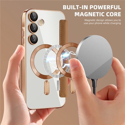 Husa MagSafe pentru Samsung Galaxy A55 5G A556, Techsuit, SmartMag Book, Maro