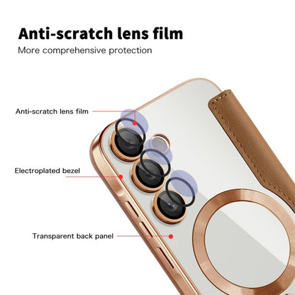 Husa MagSafe pentru Samsung Galaxy A55 5G A556, Techsuit, SmartMag Book, Maro