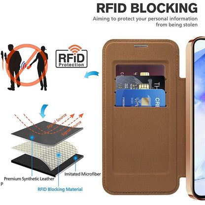 Husa MagSafe pentru Samsung Galaxy A55 5G A556, Techsuit, SmartMag Book, Maro
