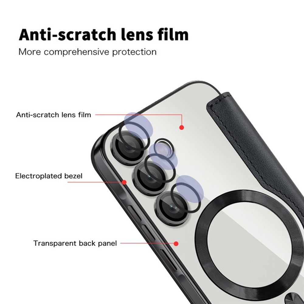 Husa MagSafe pentru Samsung Galaxy A55 5G A556, Techsuit, SmartMag Book, Neagra