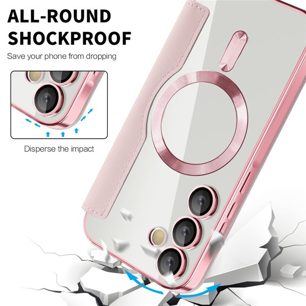 Husa MagSafe pentru Samsung Galaxy A55 5G A556, Techsuit, SmartMag Book, Roz