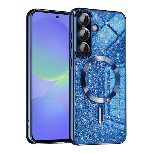 Husa MagSafe pentru Samsung Galaxy A56 A566 / A36 A366, Techsuit, Luxury Glitter, Albastra Inchis