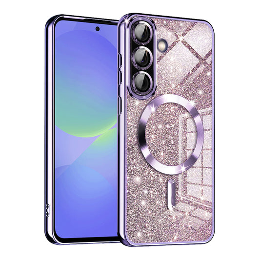 Husa MagSafe pentru Samsung Galaxy A56 A566 / A36 A366, Techsuit, Luxury Glitter, Mov Deschis